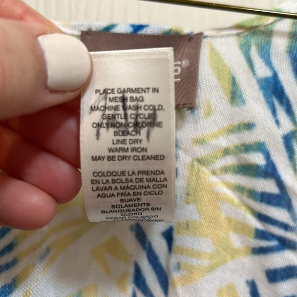 Chicos Kimono Open Front Tassels Blue White Yellow Rayon Small Medium Coastal - Picture 7 of 7